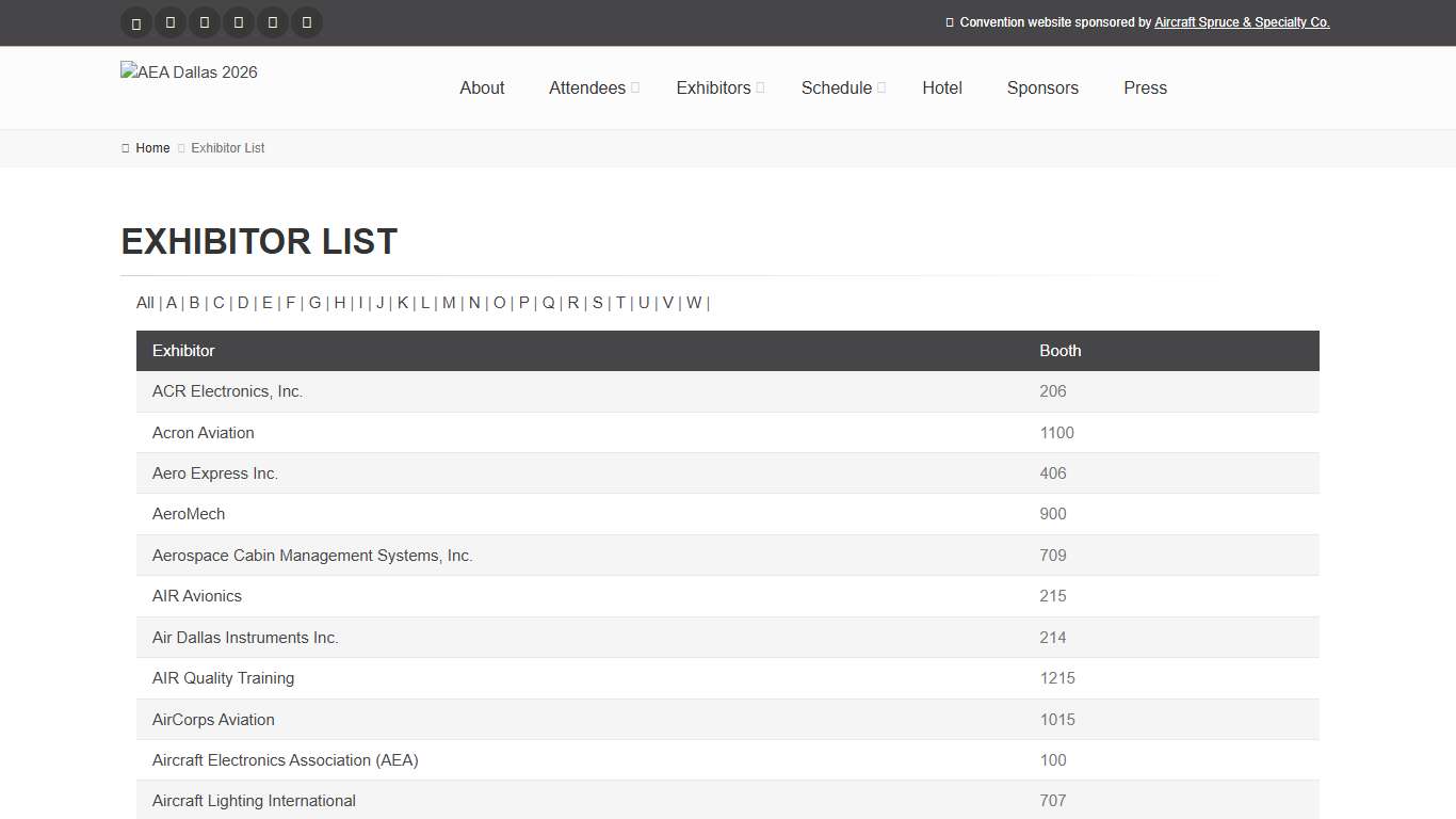 Exhibitor List AEA Dallas 2026 The AEA International Convention & Trade Show